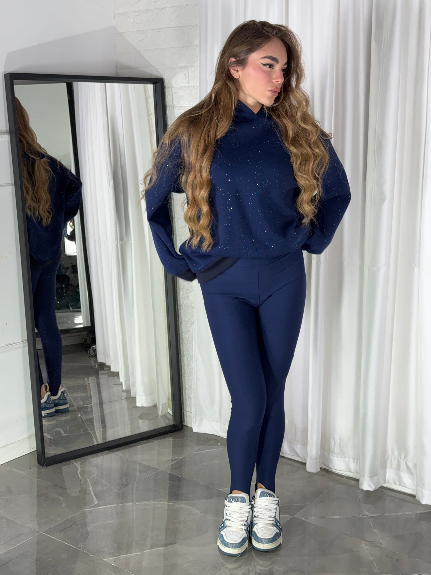 FELPA BLU BRILLANTINATA