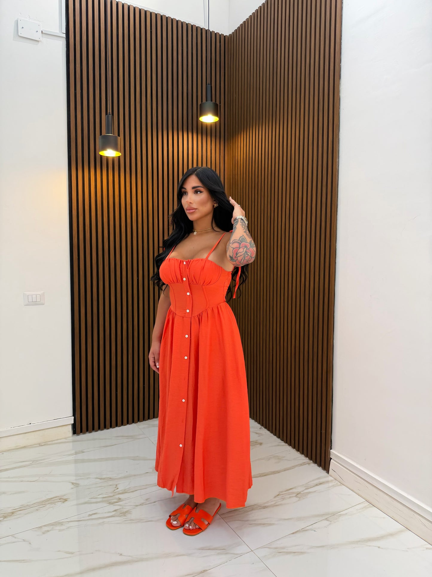 LONG DRESS CONCHIGLIA ARANCIONE