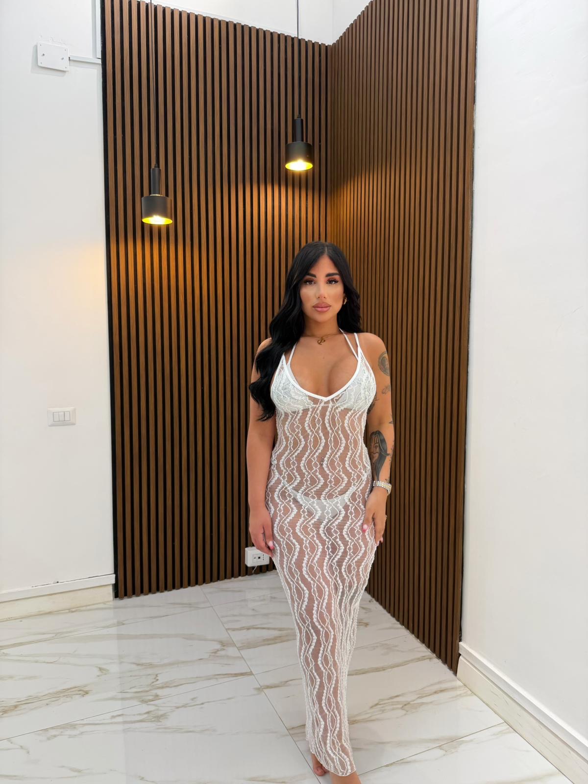 COPRICOSTUME IN MACRAMÉ BIANCO