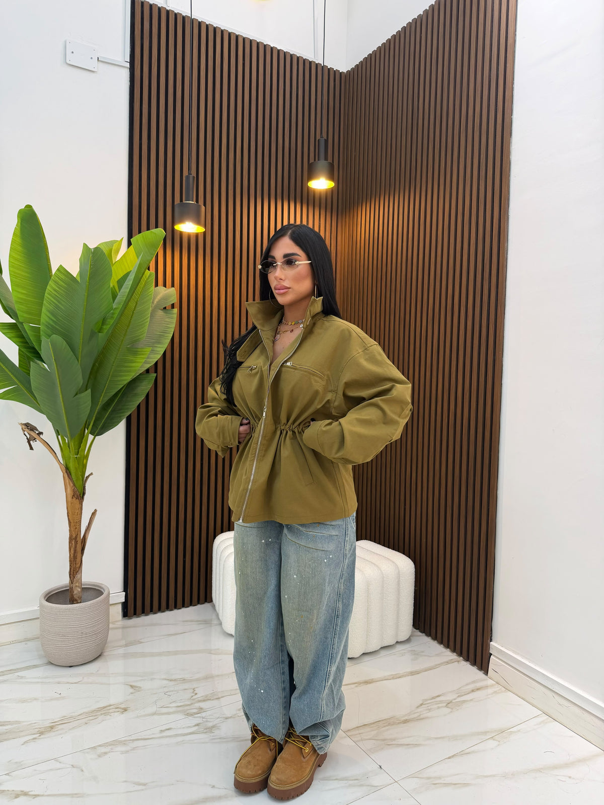 JACKET CON COULISSE VERDE LIME