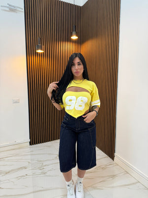 MAGLIA CON COPRISPALLE GIALLO