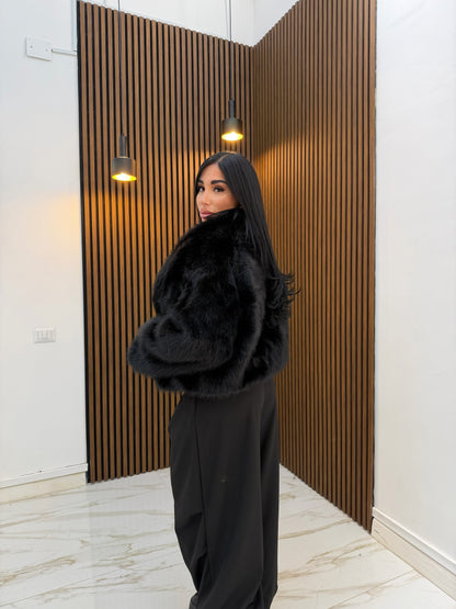 BOMBER PELLICCIA DOUBLE FACE NERO