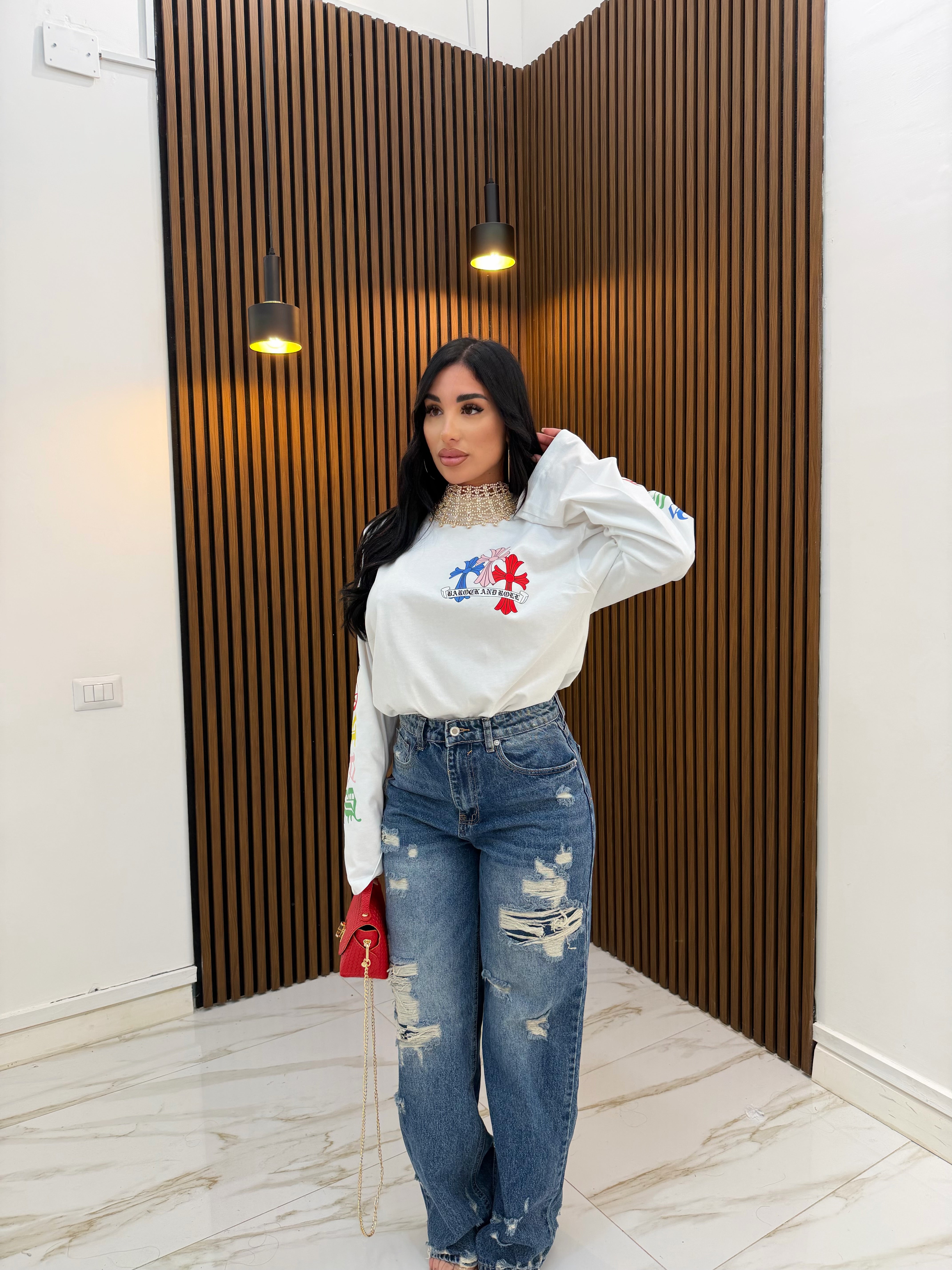 MAXI MAGLIA CROCE BIANCO