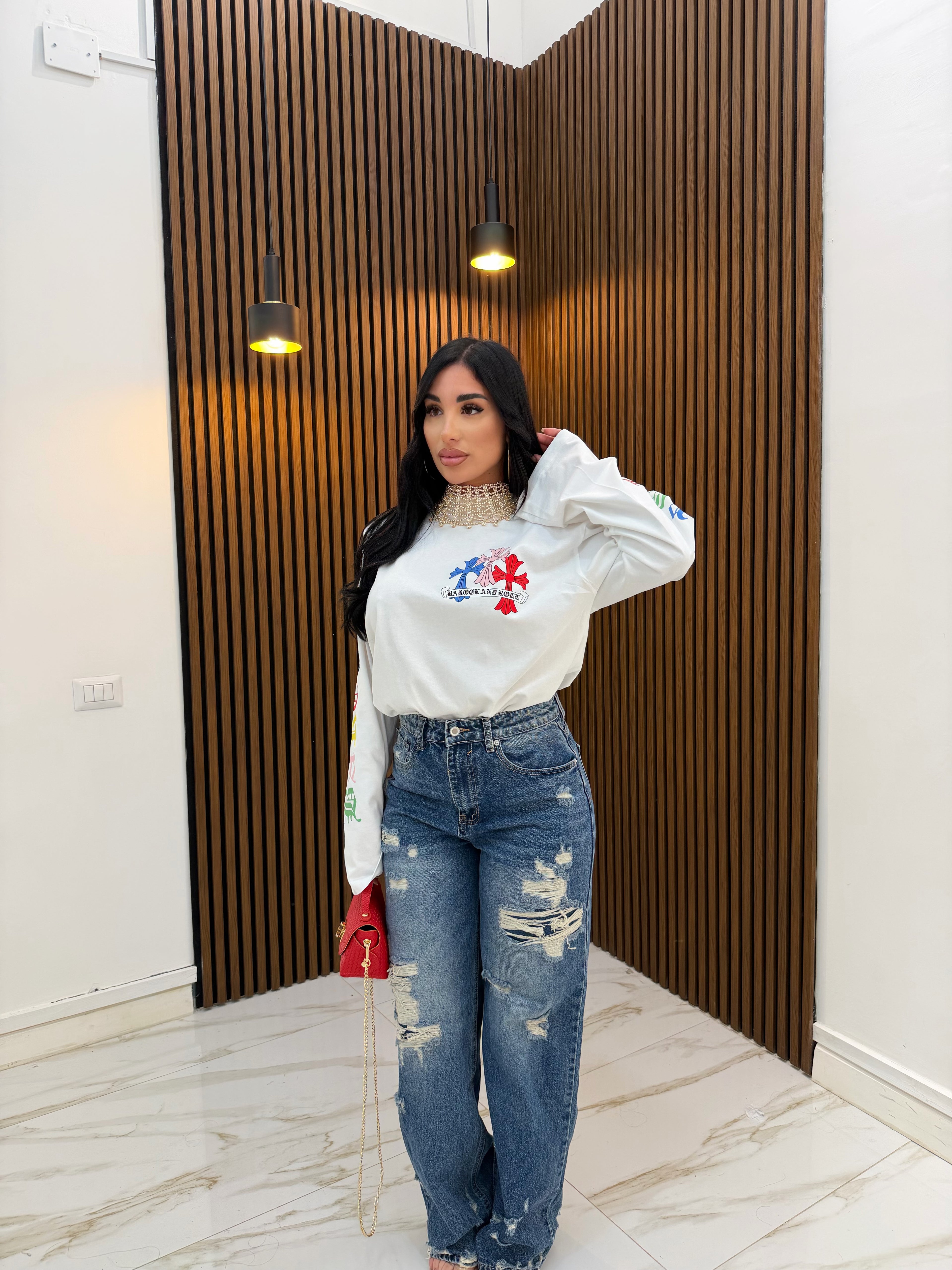 MAXI MAGLIA CROCE BIANCO