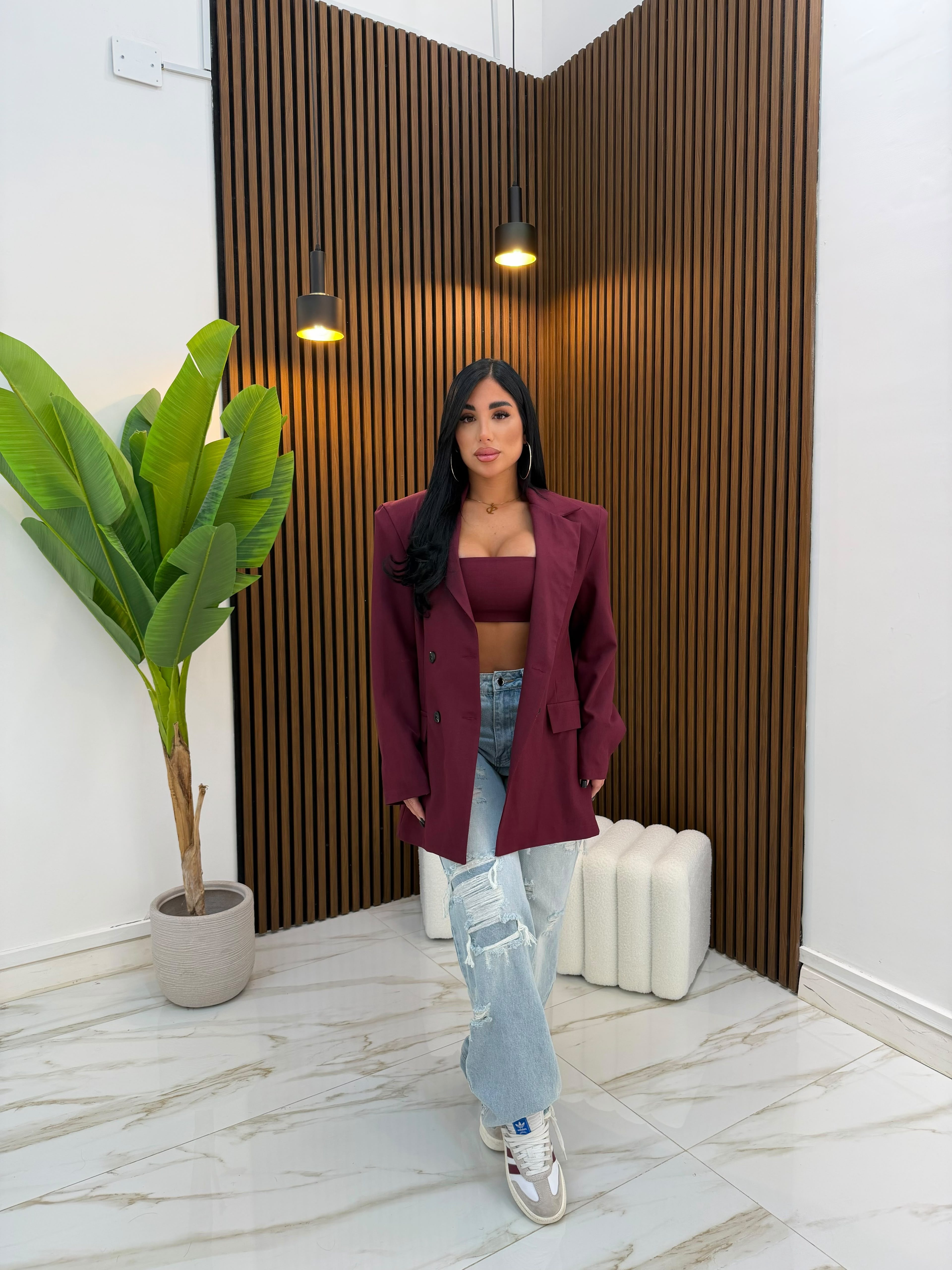 GIACCA CON TOP BORDEAUX
