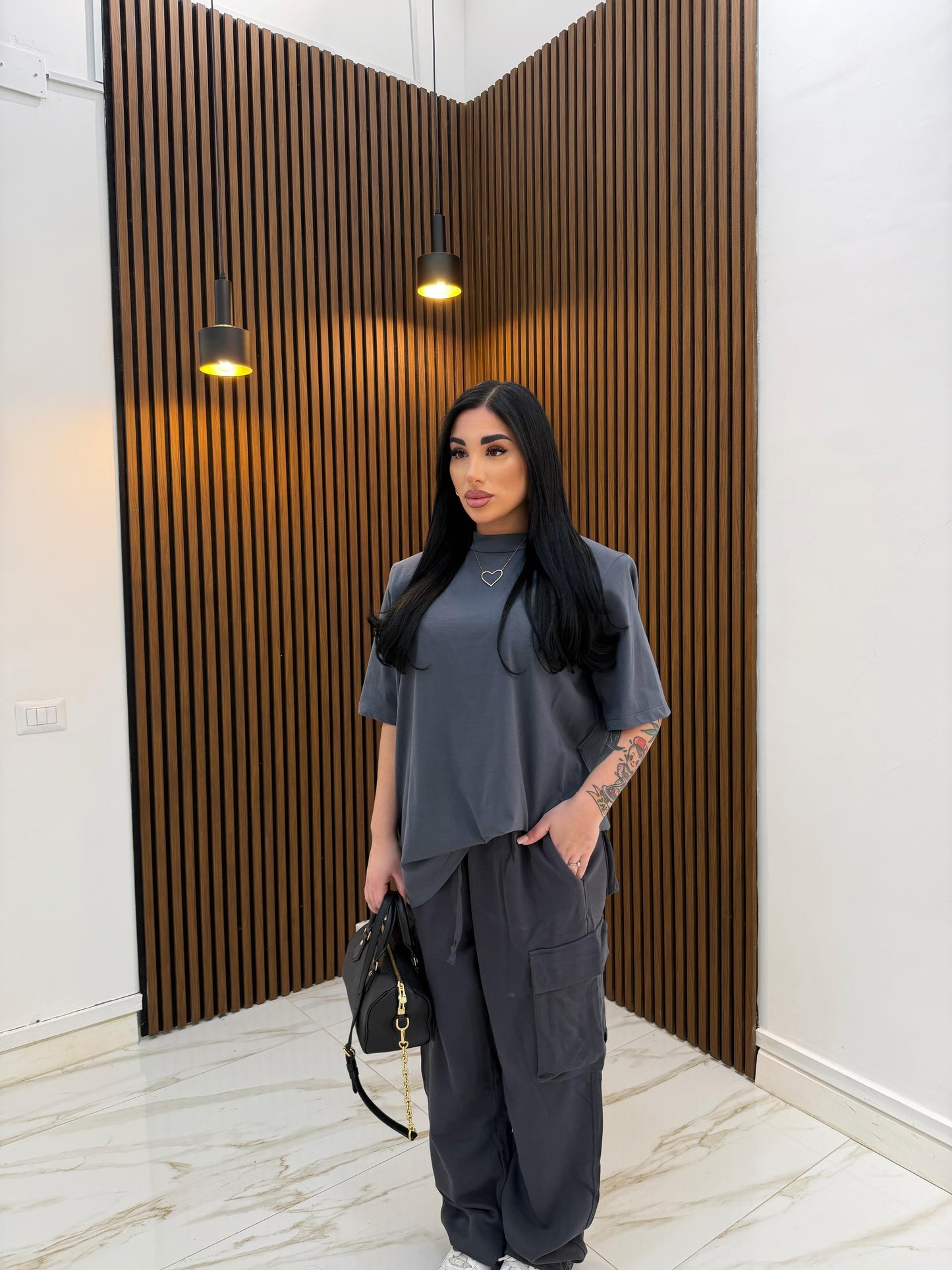 MAXI T-SHIRT GRIGIO SCURO