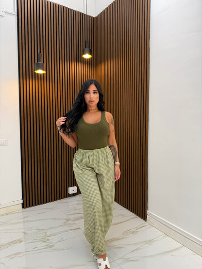 PANTALONE QUADRI VERDE