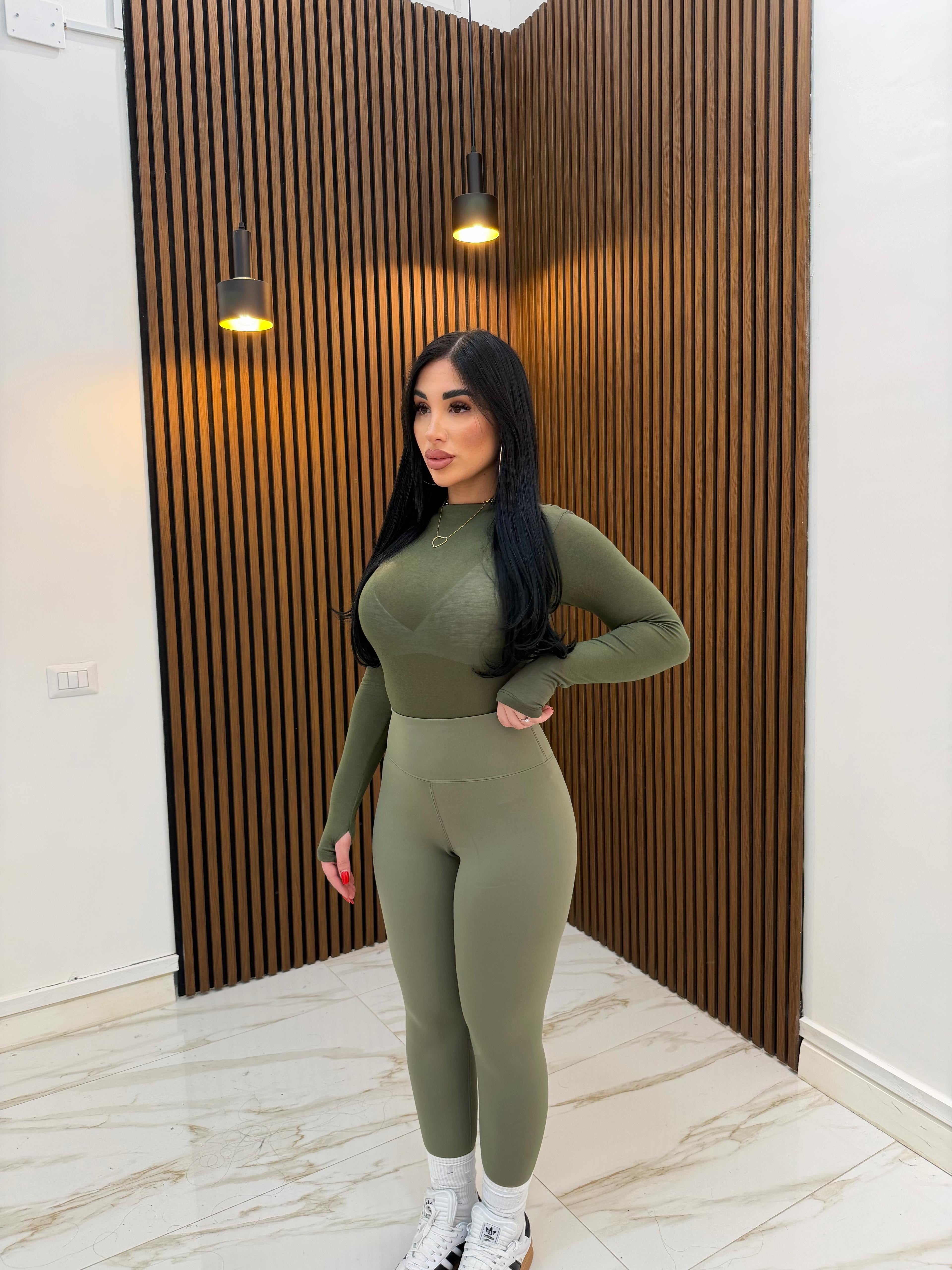 LEGGINS TERMICO VERDE MILITARE