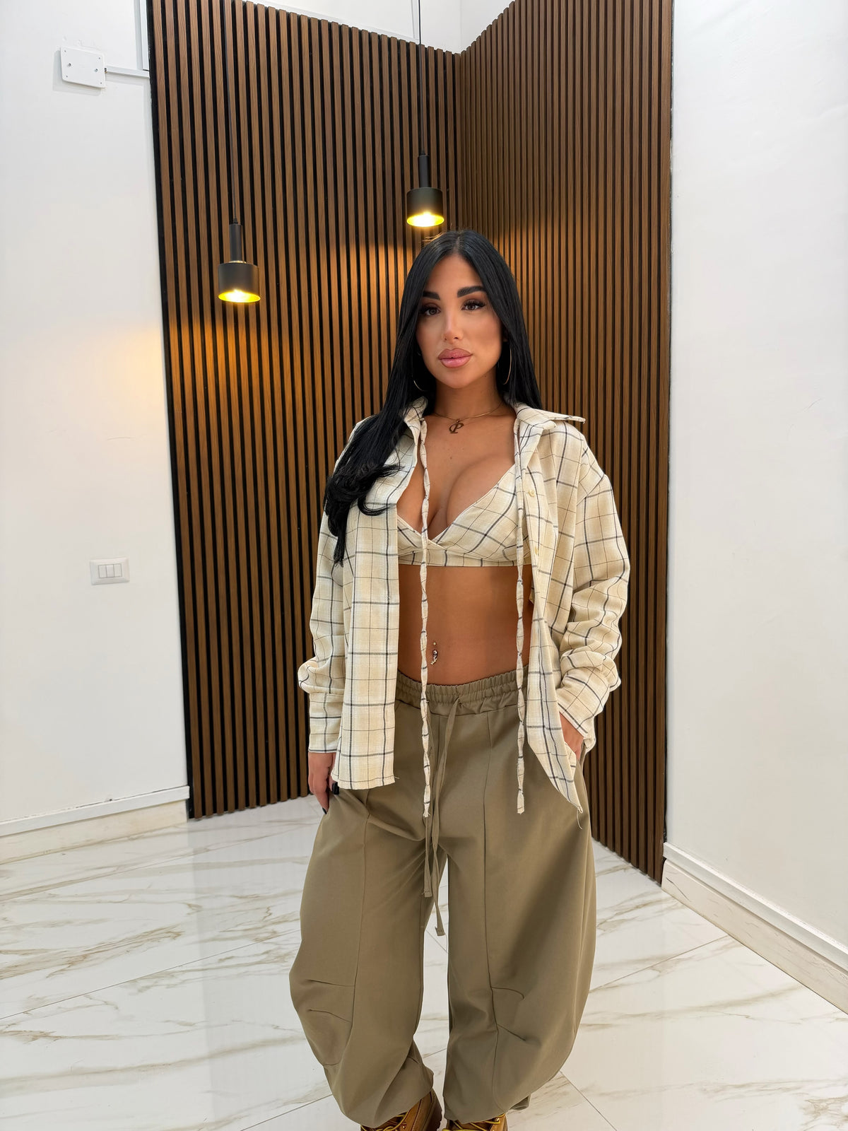 SET TOP E CAMICIA BEIGE