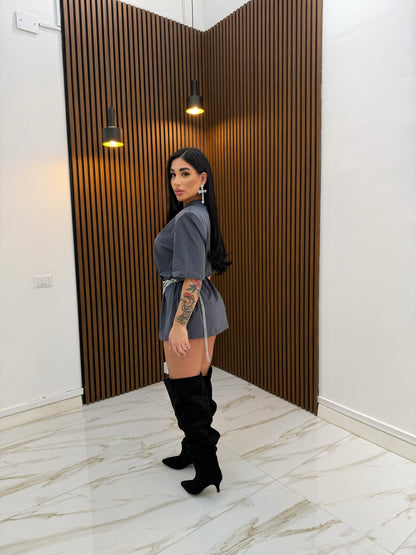 MAXI T-SHIRT GRIGIO SCURO