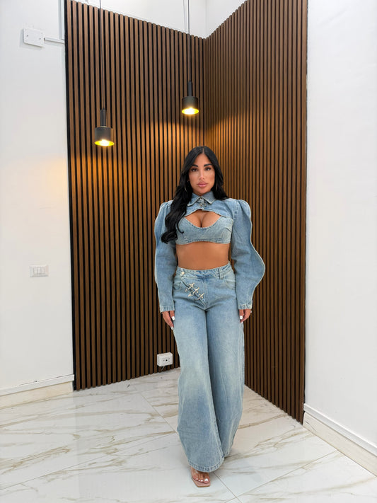 CORDINATO FIBIE DENIM CHIARO
