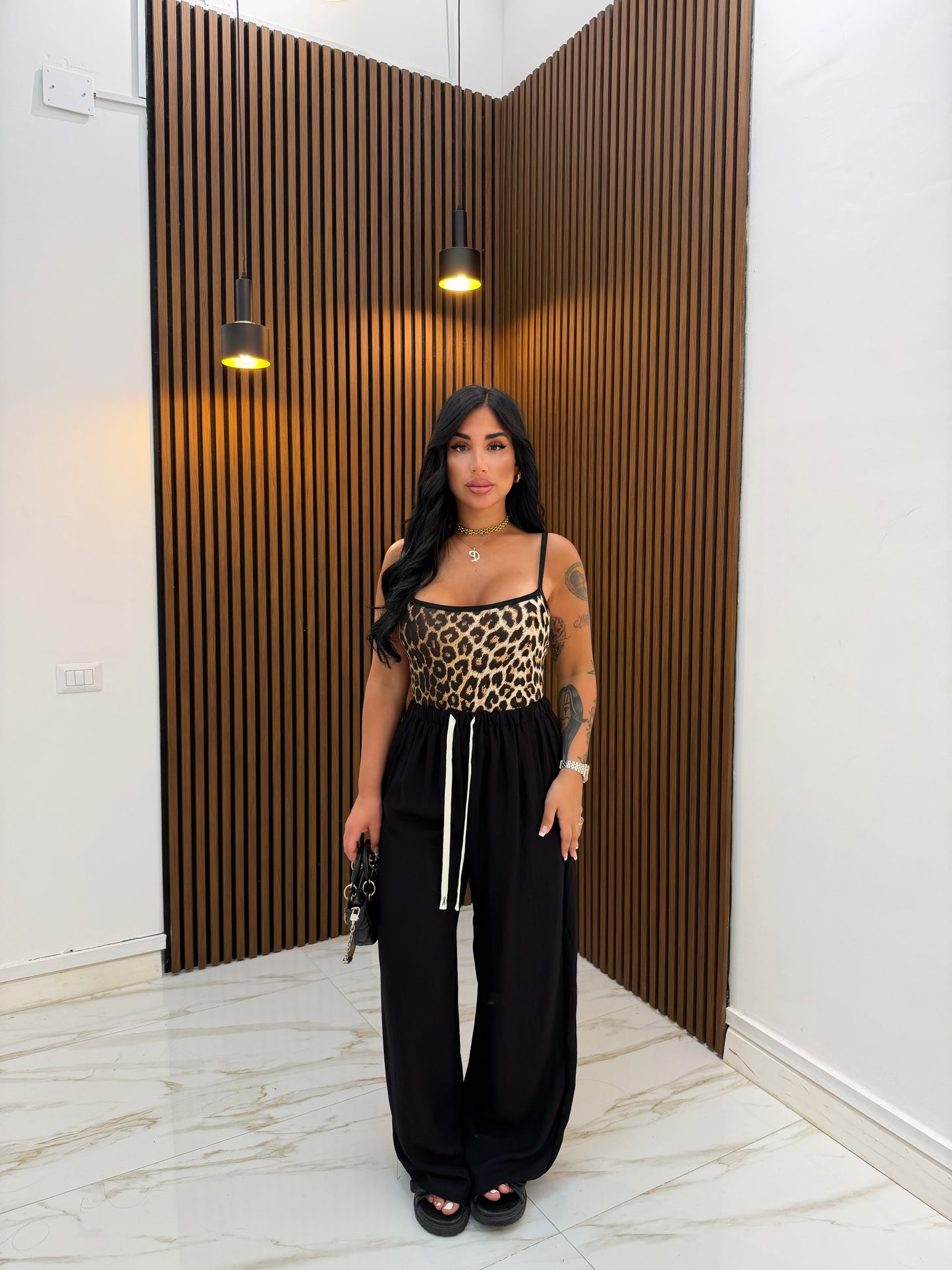 PANTALONE IN LINO NERO