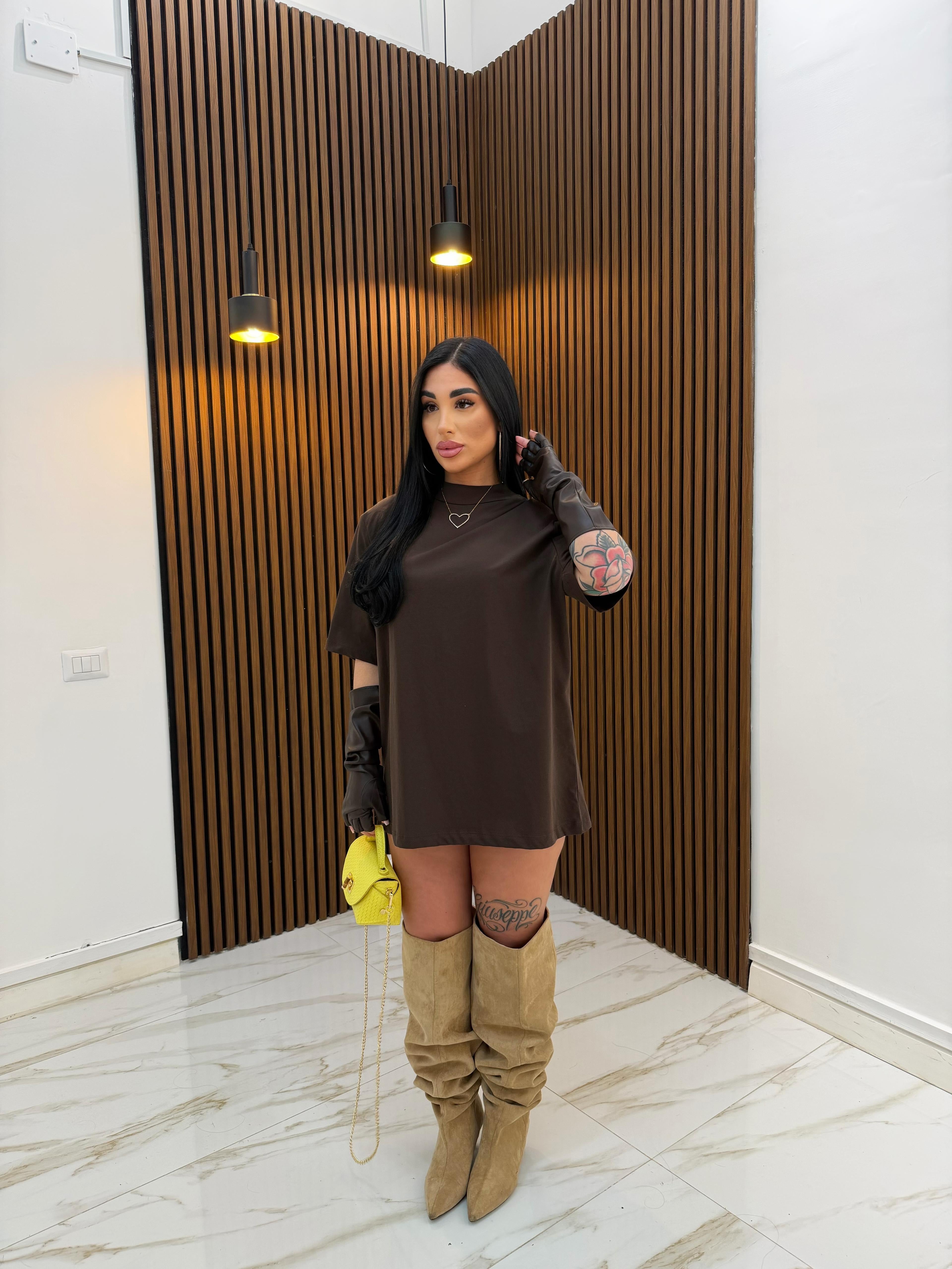 MAXI T-SHIRT MARRONE