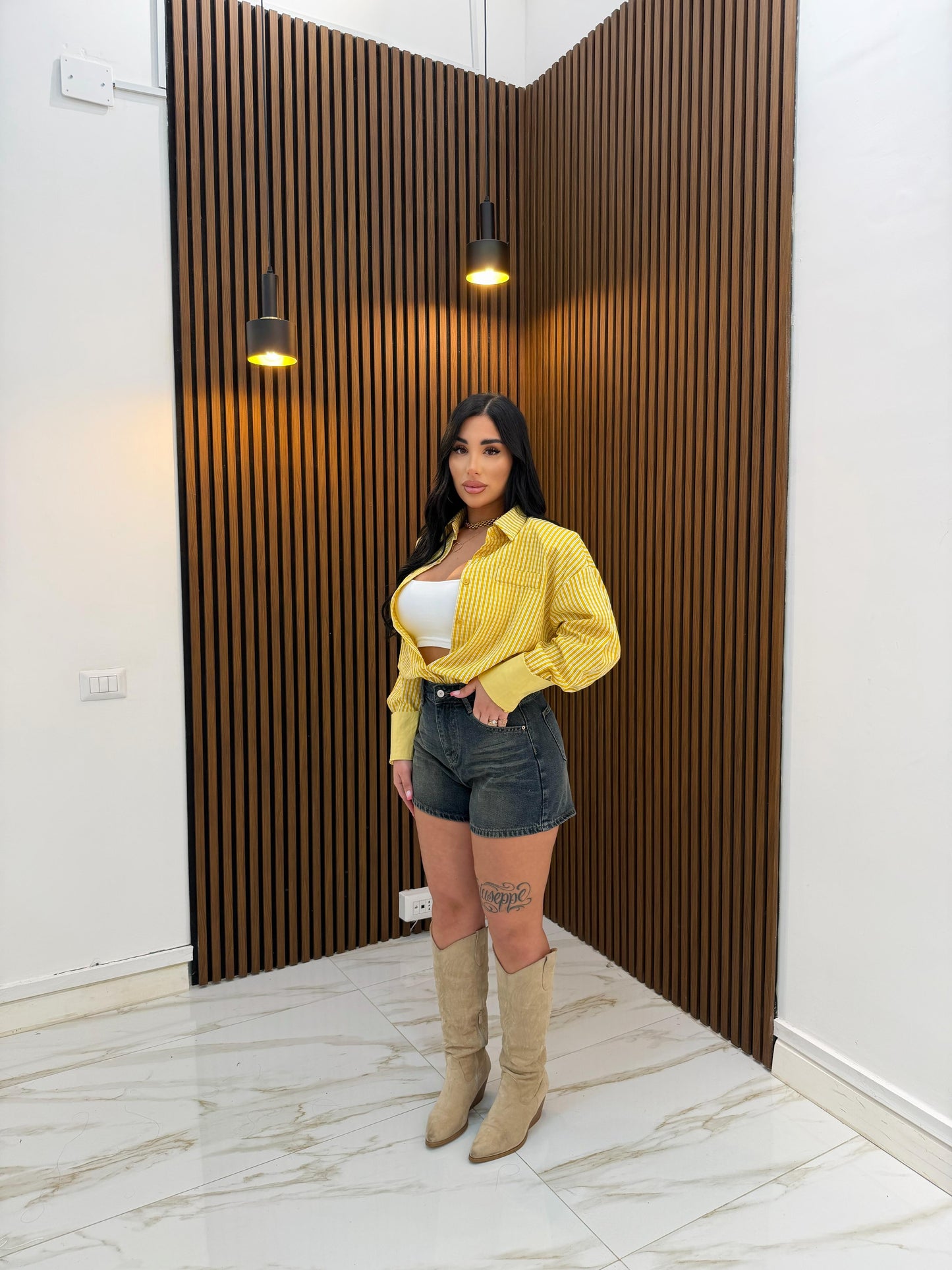 CAMICIA QUADRETTI GIALLO