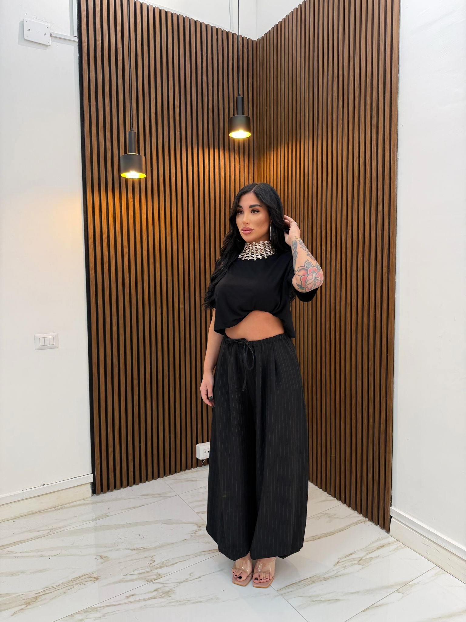 PANTALACCIO GESSATO NERO