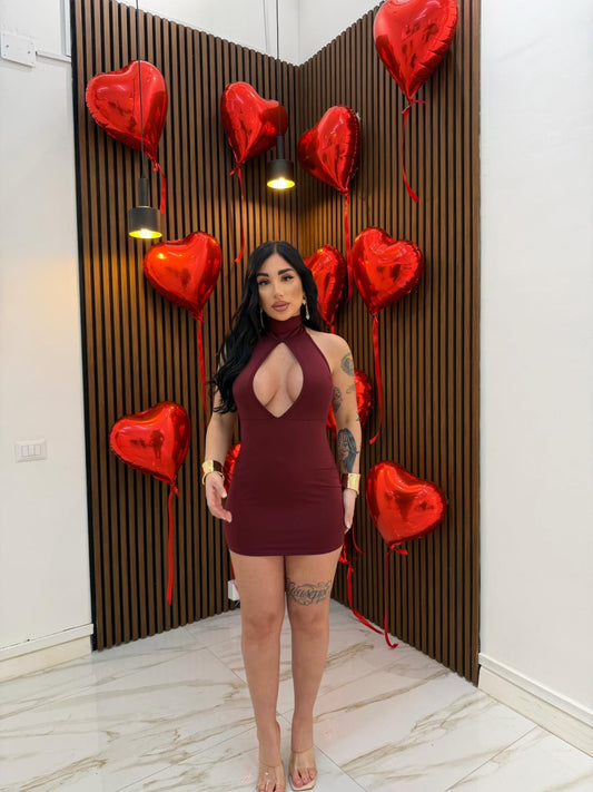 DRESS GOCCIA BORDEAUX