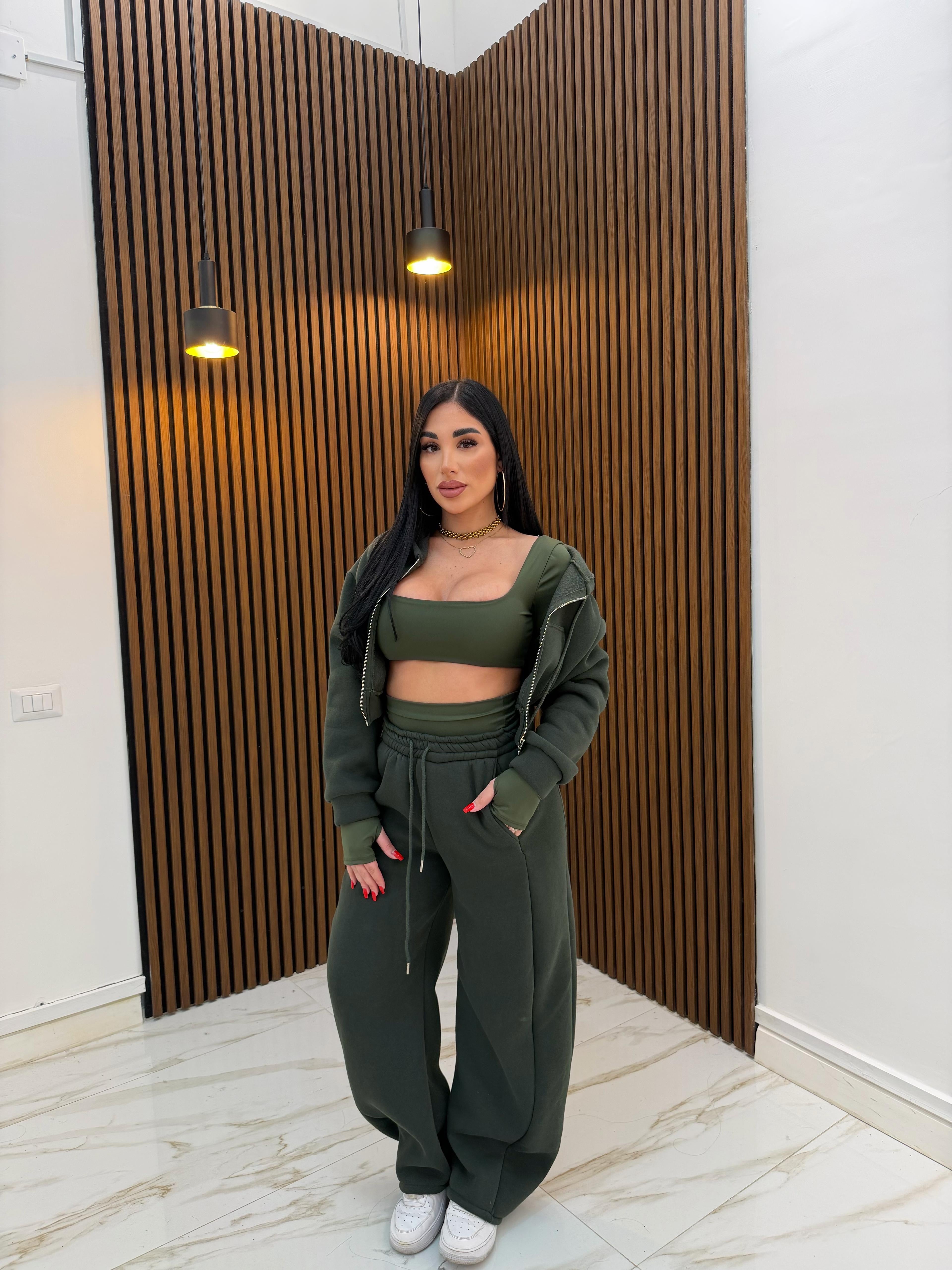 CORDINATO 3 PEZZI VERDE MILITARE