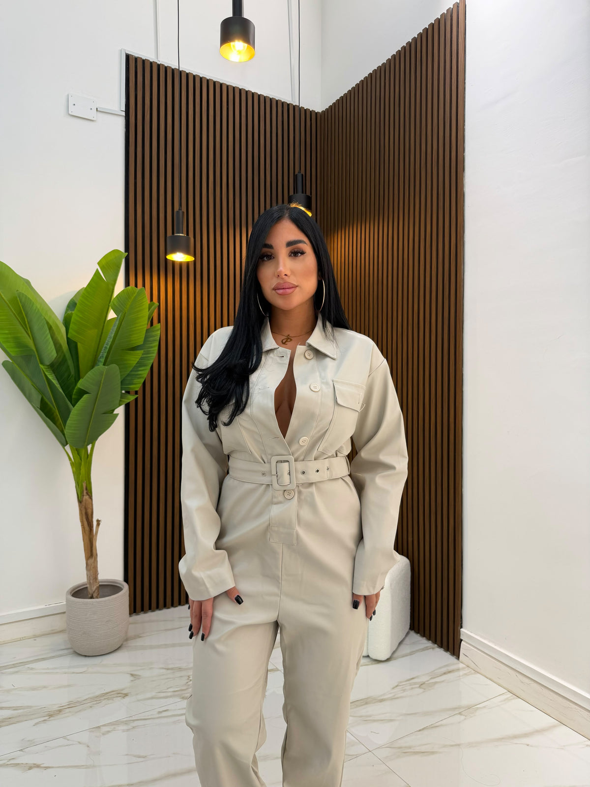 JUMPSUIT ECOPELLE CREMA