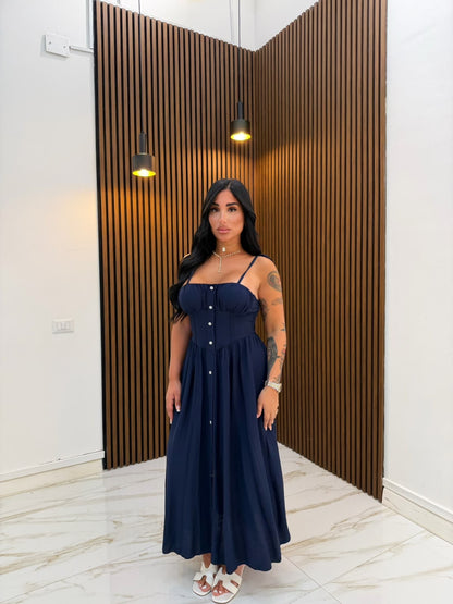LONG DRESS CONCHIGLIA BLU NOTTE