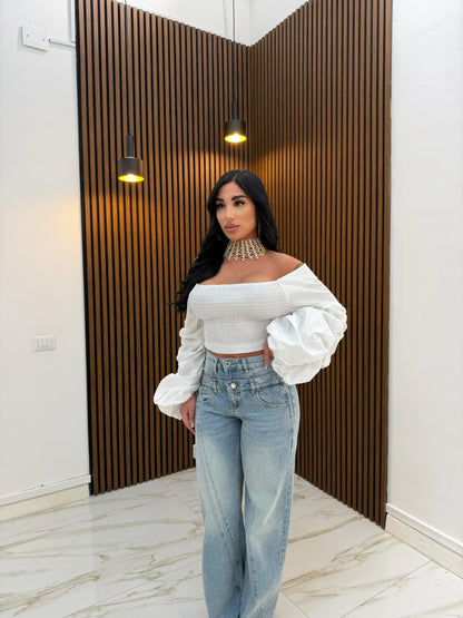 MAGLIA A SBUFFO BIANCO