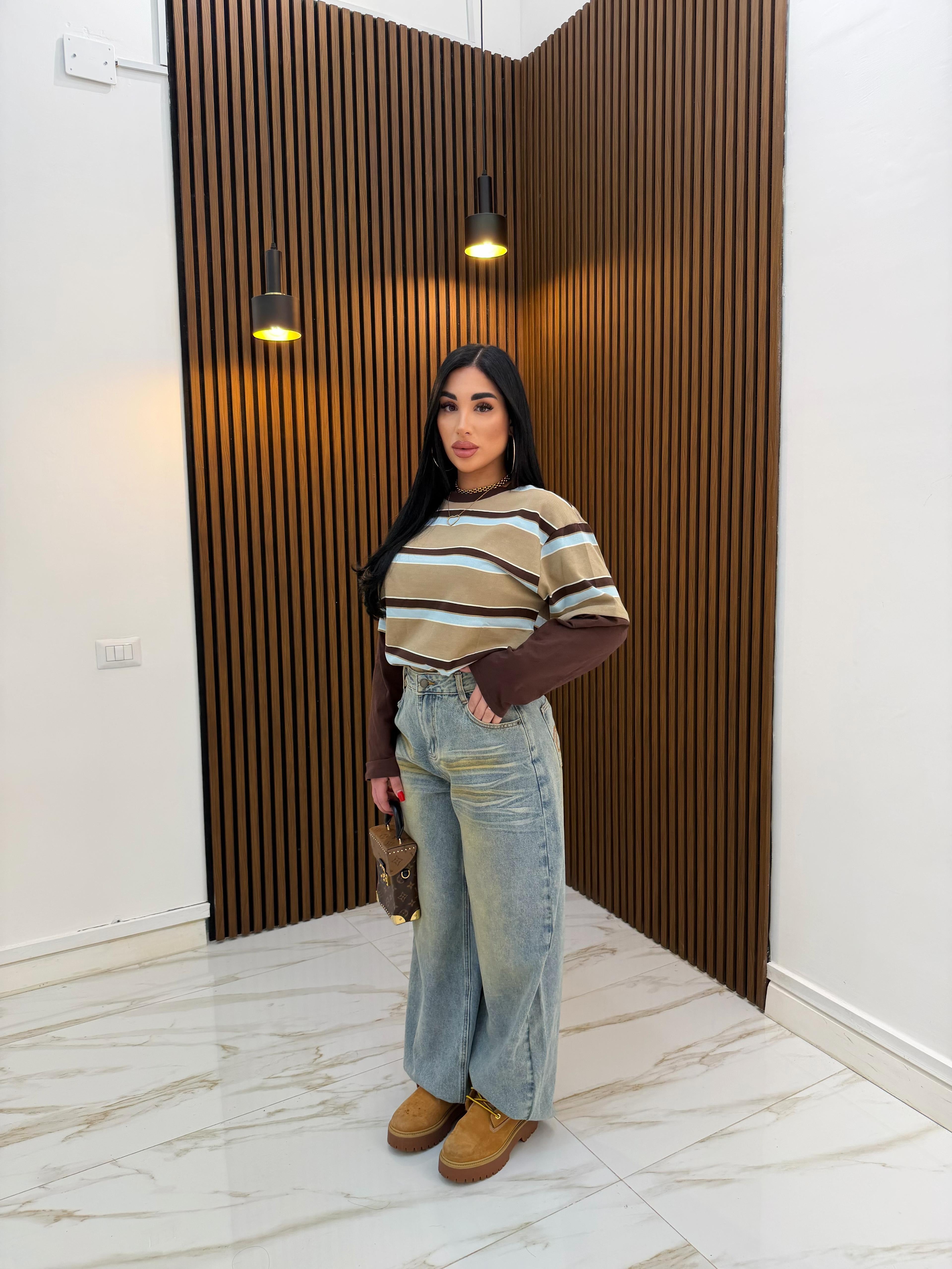 MAGLIA RIGHE DOPPIA MANICA