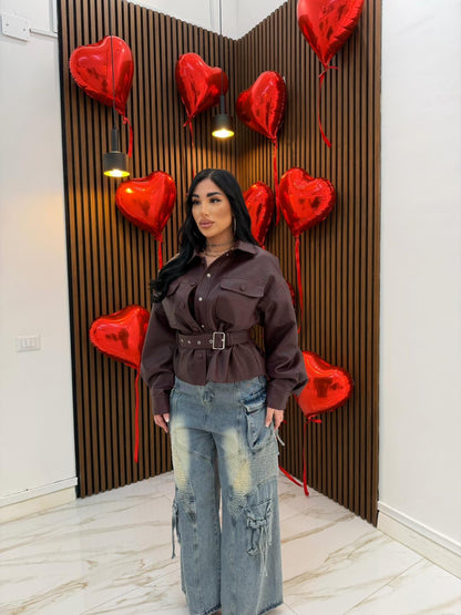 CHIODO CON CINTURA BORDEAUX