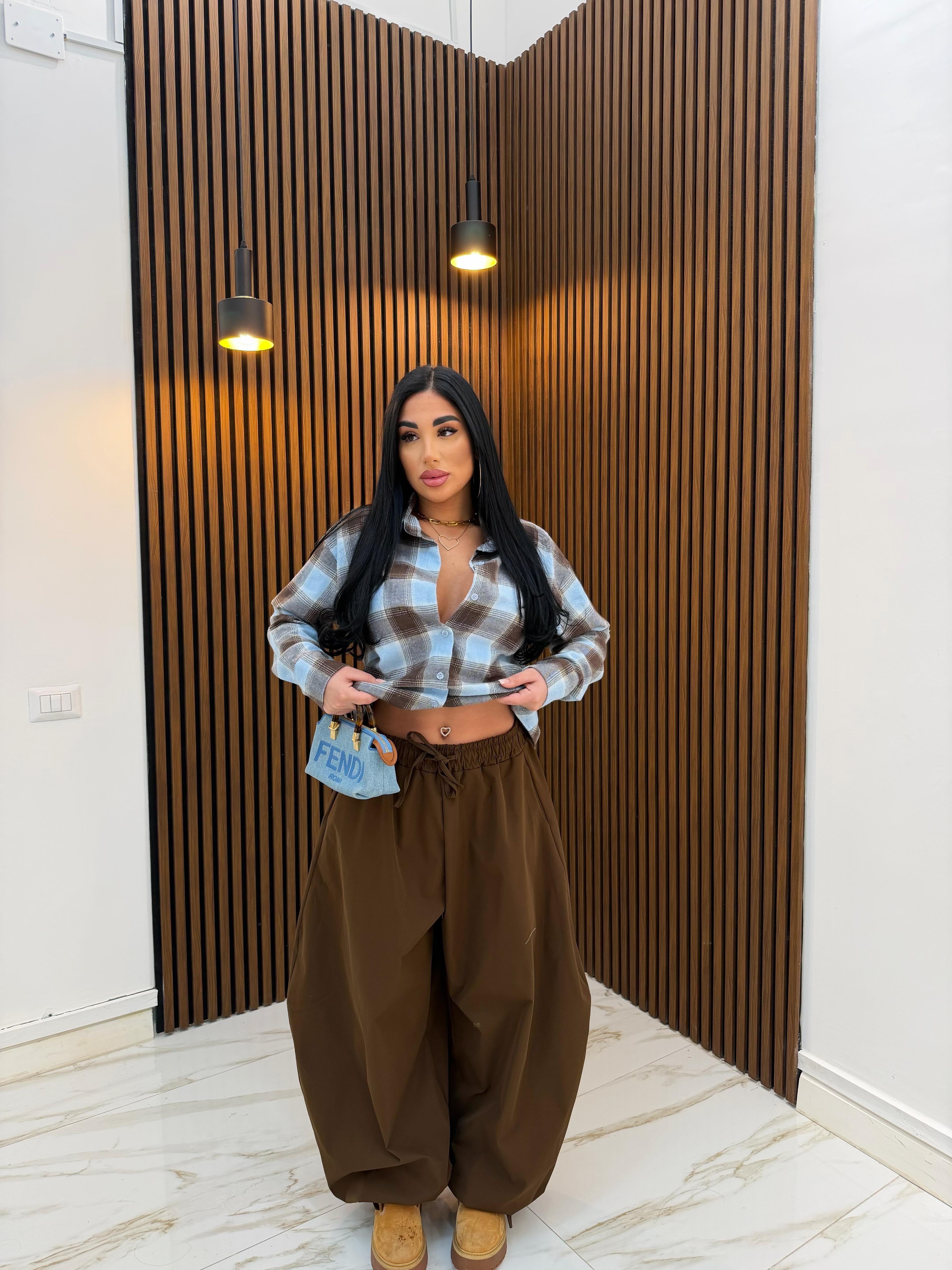 CAMICIA QUADRI CON LACCI CELESTE