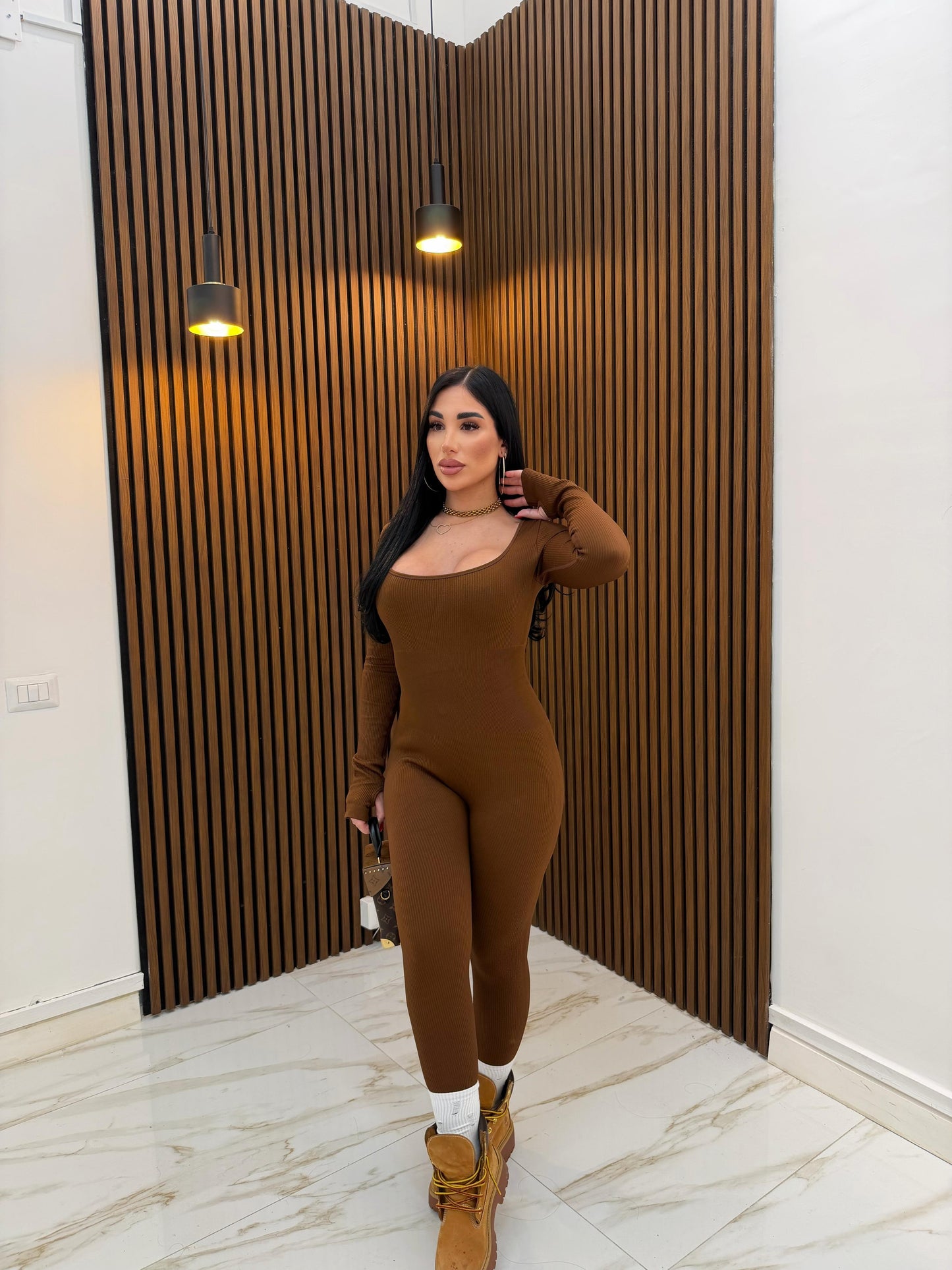 JUMPSUIT A COSTINE MARRONE