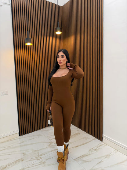 JUMPSUIT A COSTINE MARRONE