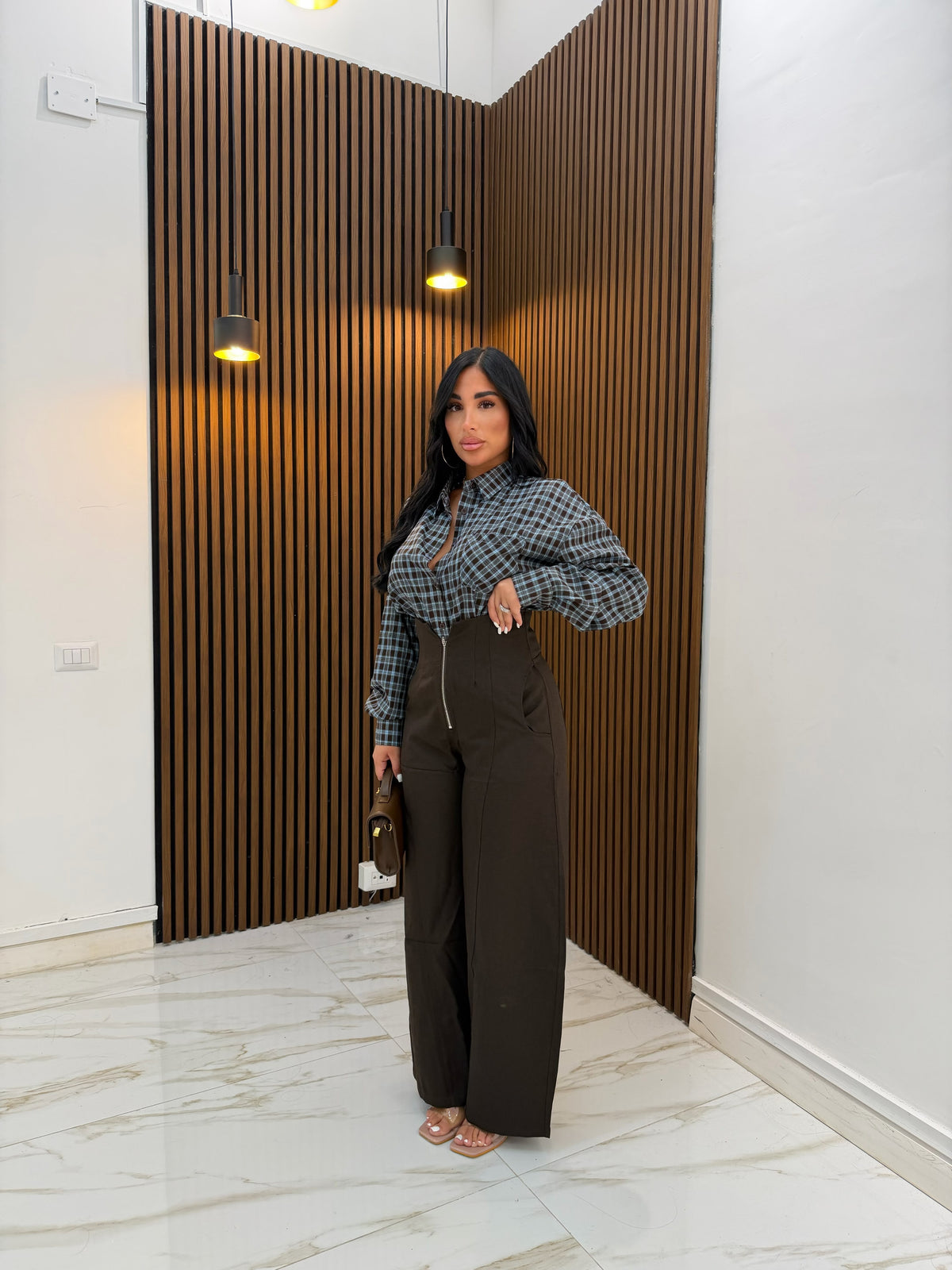 CAMICIA QUADRI BROWN