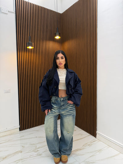 TRENCH CROP BLU