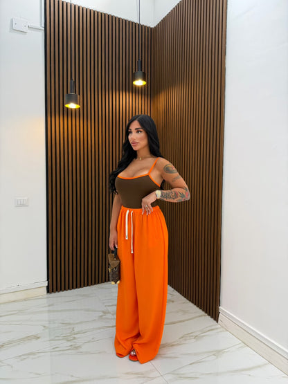 PANTALONE IN LINO ARANCIONE