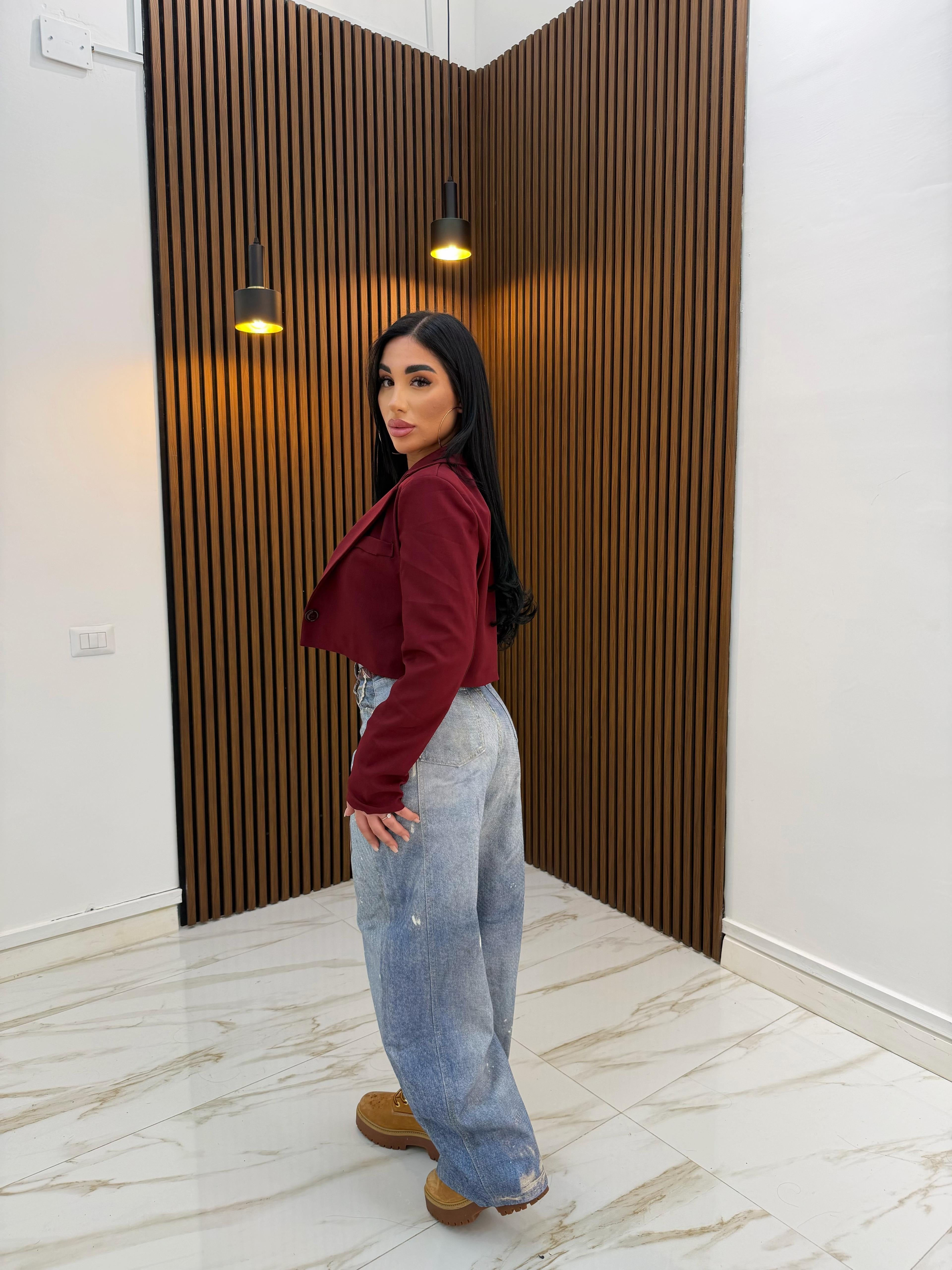 GIACCA CROP BORDEAUX