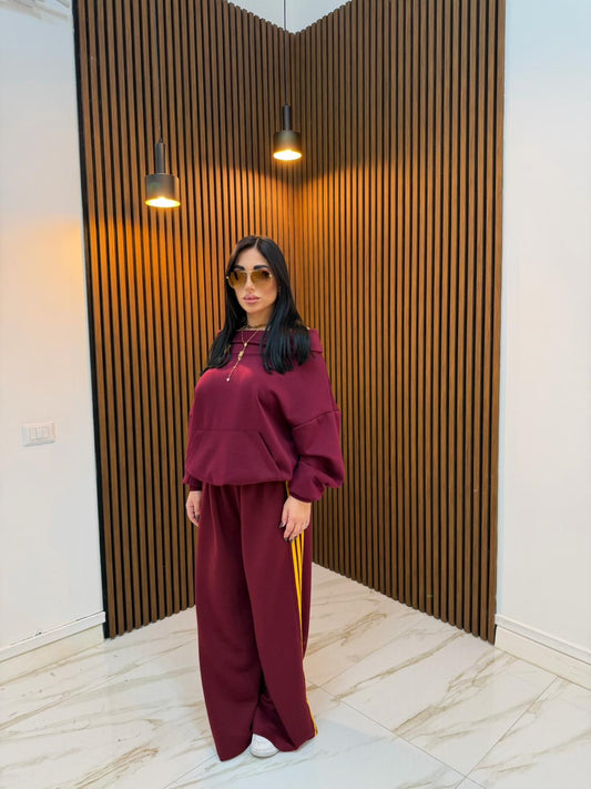 FELPA RISVOLTO BORDEAUX