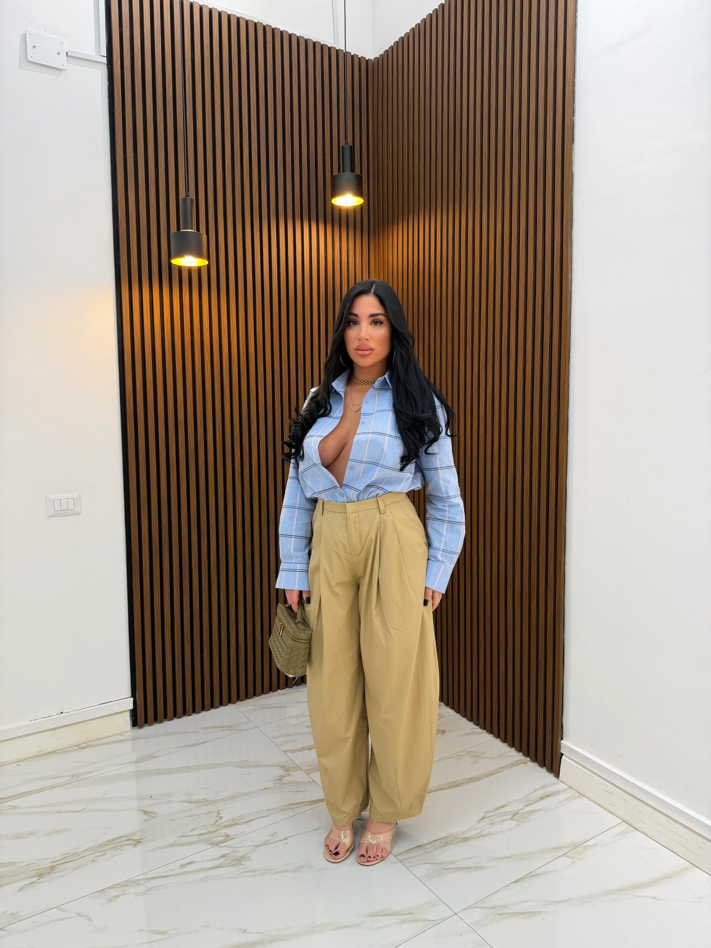 CAMICIA QUADRONI CELESTE