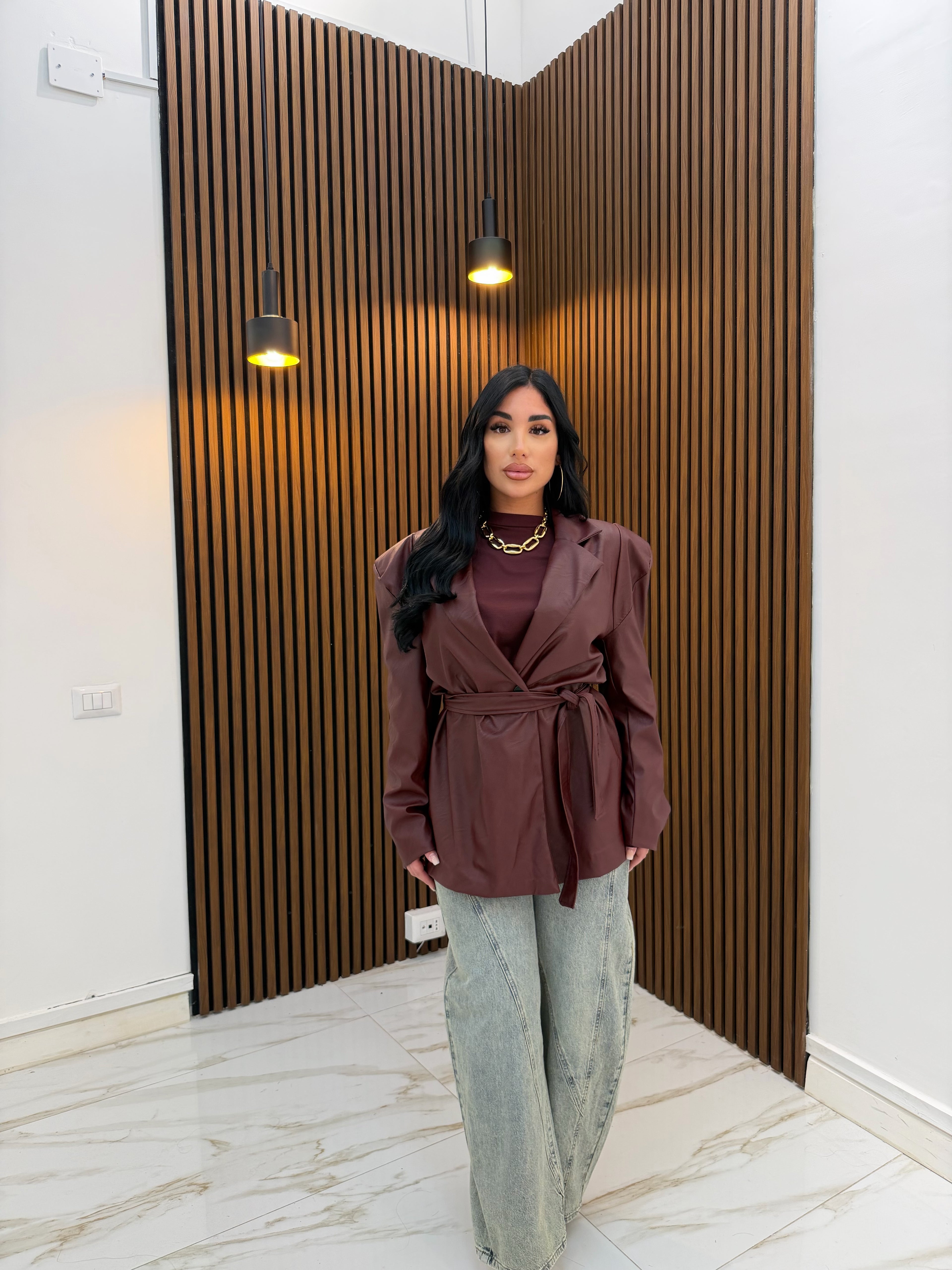 GIACCA A SBUFFO IN ECOPELLE BORDO