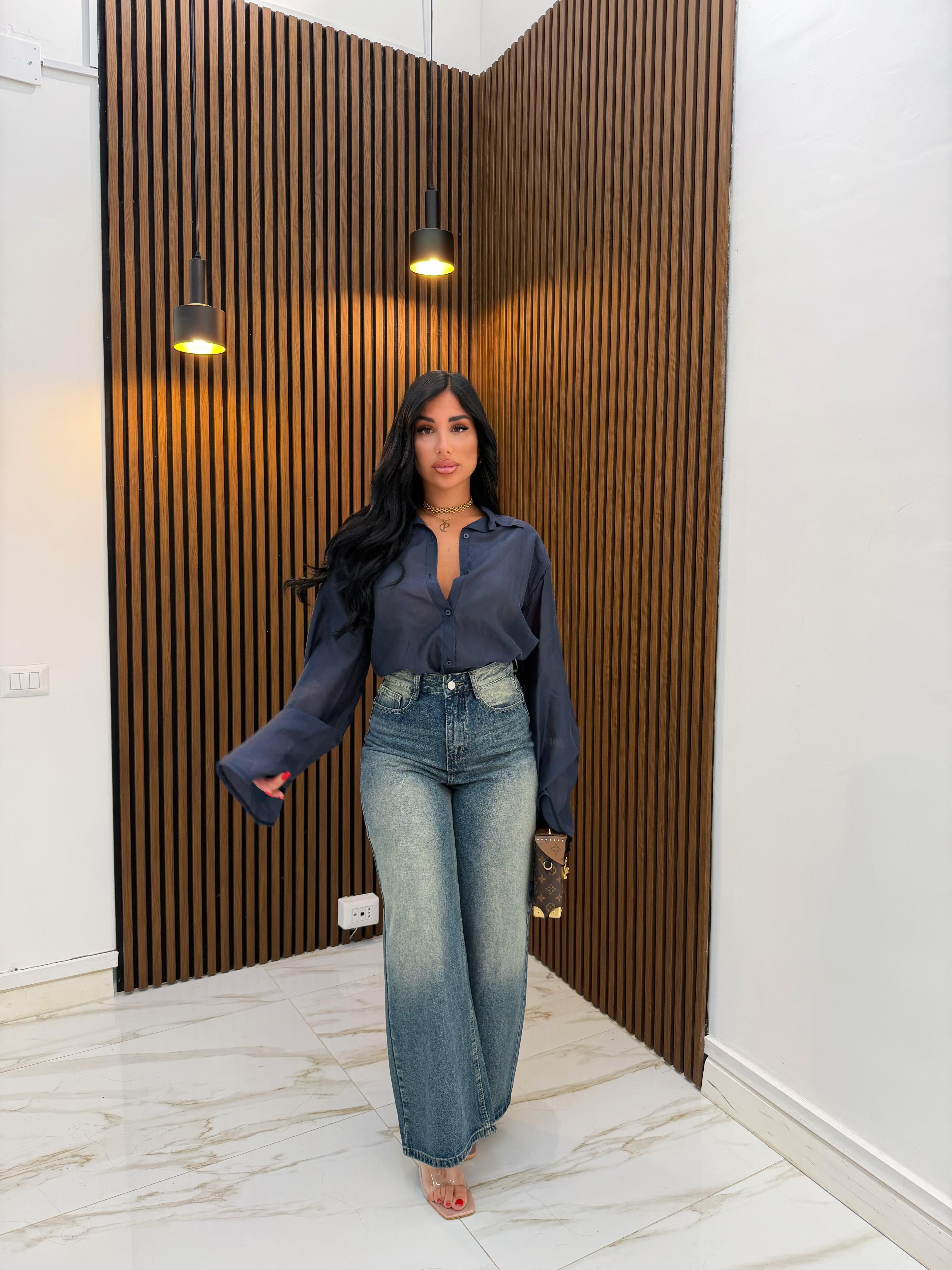 CAMICIA SEMI AMPIA BLU