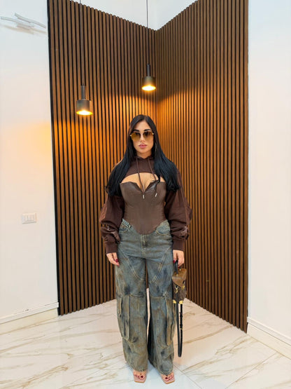 CORPETTO PITONATO IN ECOPELLE MARRONE