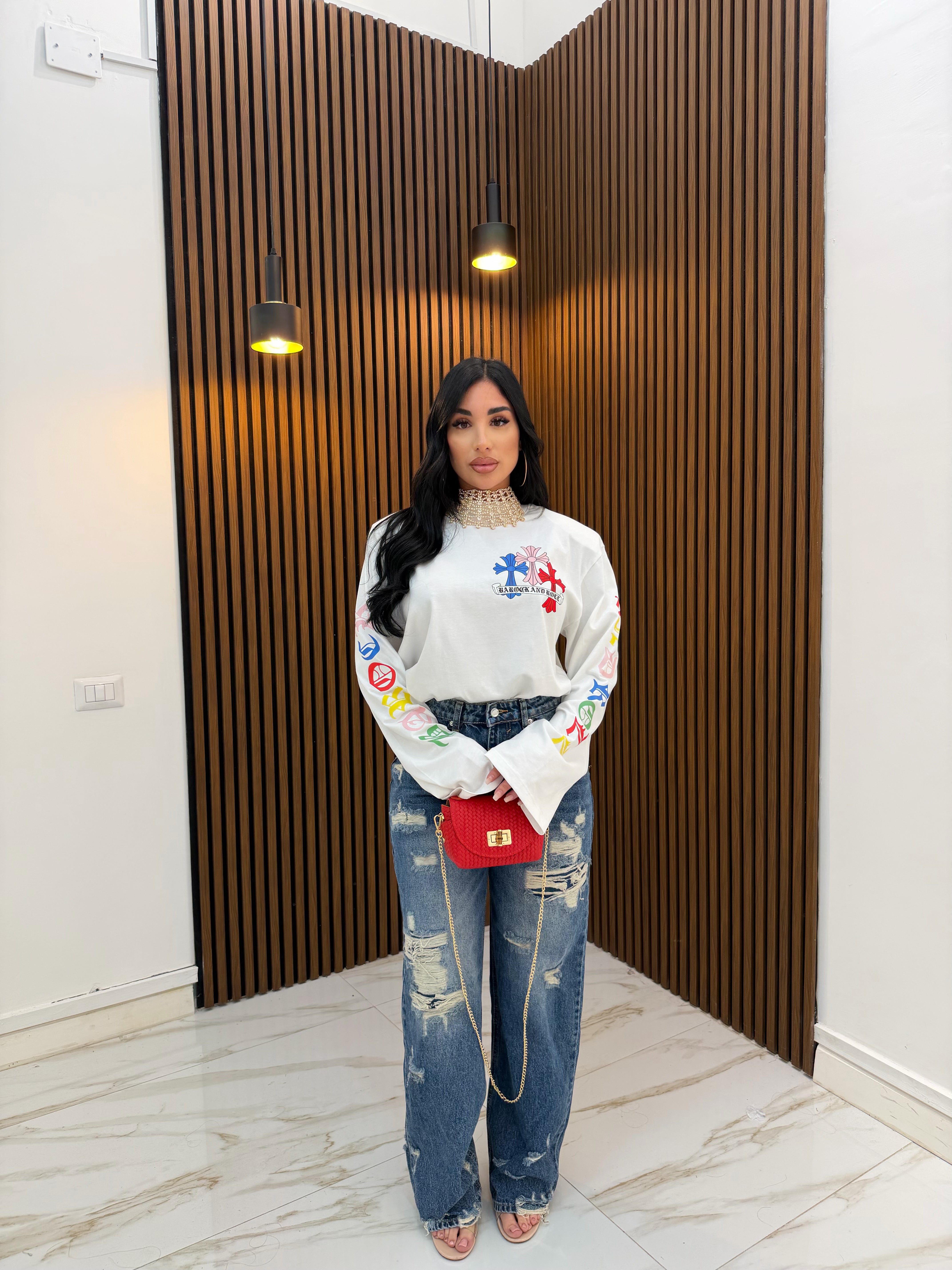 MAXI MAGLIA CROCE BIANCO