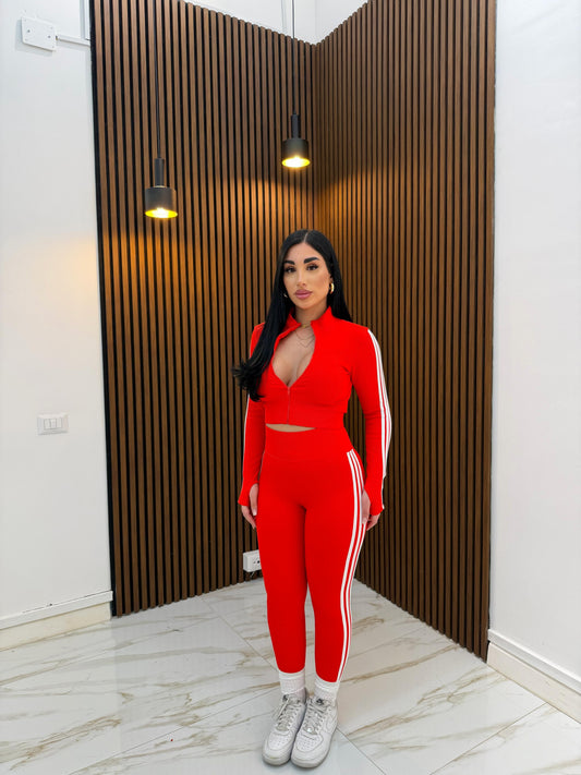 CORDINATO STRISCE STRETTO ROSSO