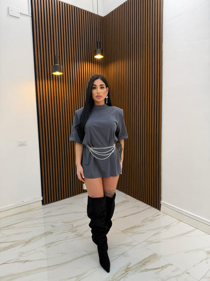 MAXI T-SHIRT GRIGIO SCURO