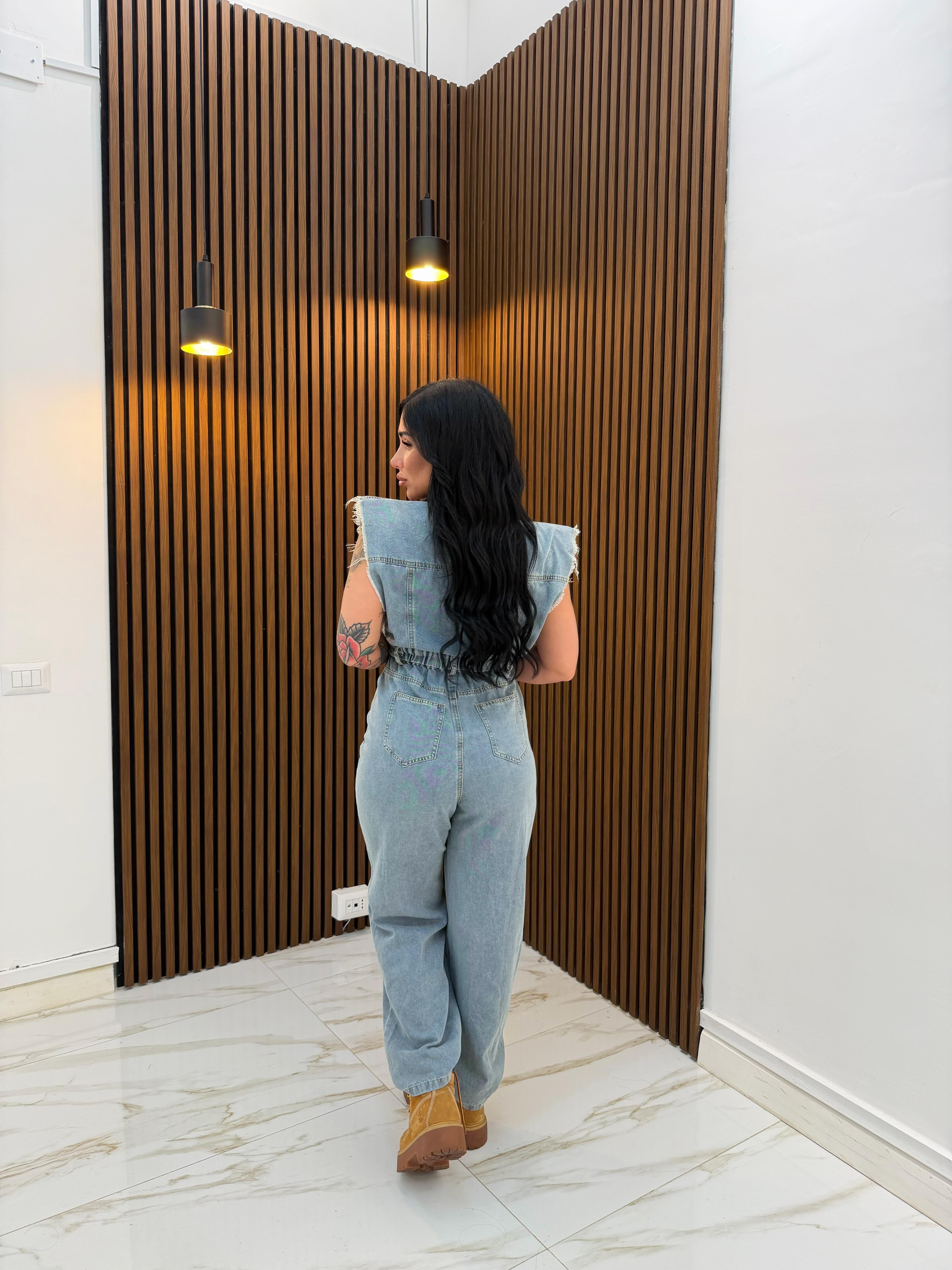 JUMPSUIT IN DENIM SMANICATA