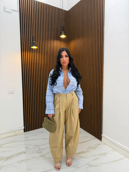 CAMICIA QUADRONI CELESTE