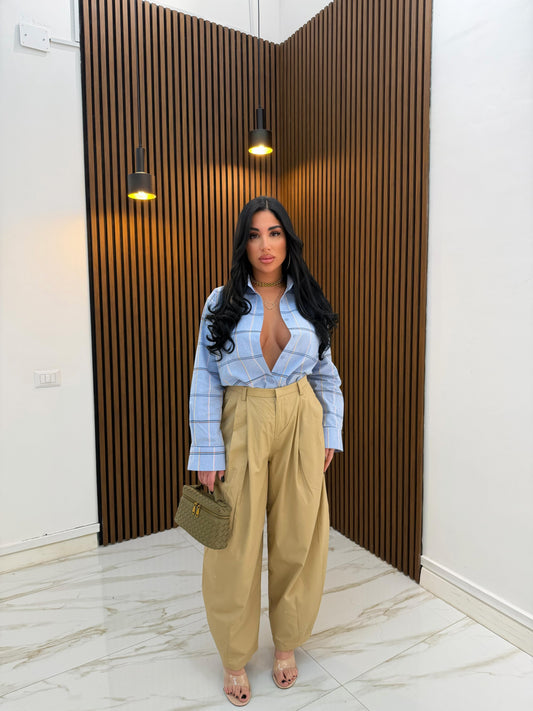 CAMICIA QUADRONI CELESTE