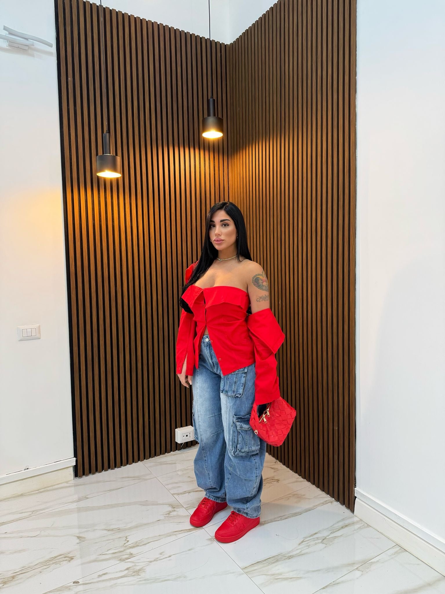 CAMICIA CON COPRISPALLE ROSSO
