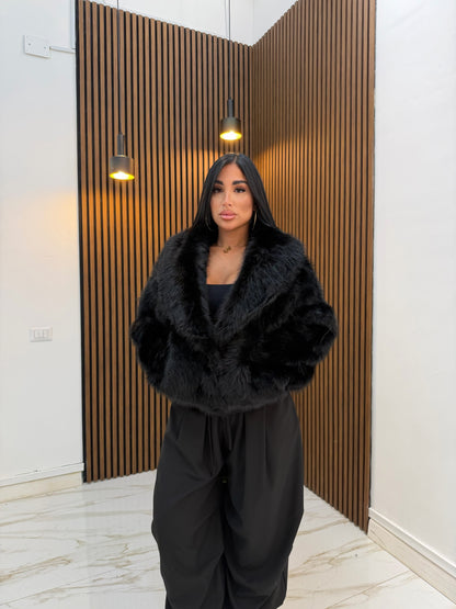 BOMBER PELLICCIA DOUBLE FACE NERO