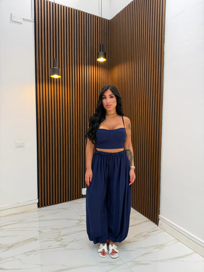 CORDINATO MISTO/LINO BLU