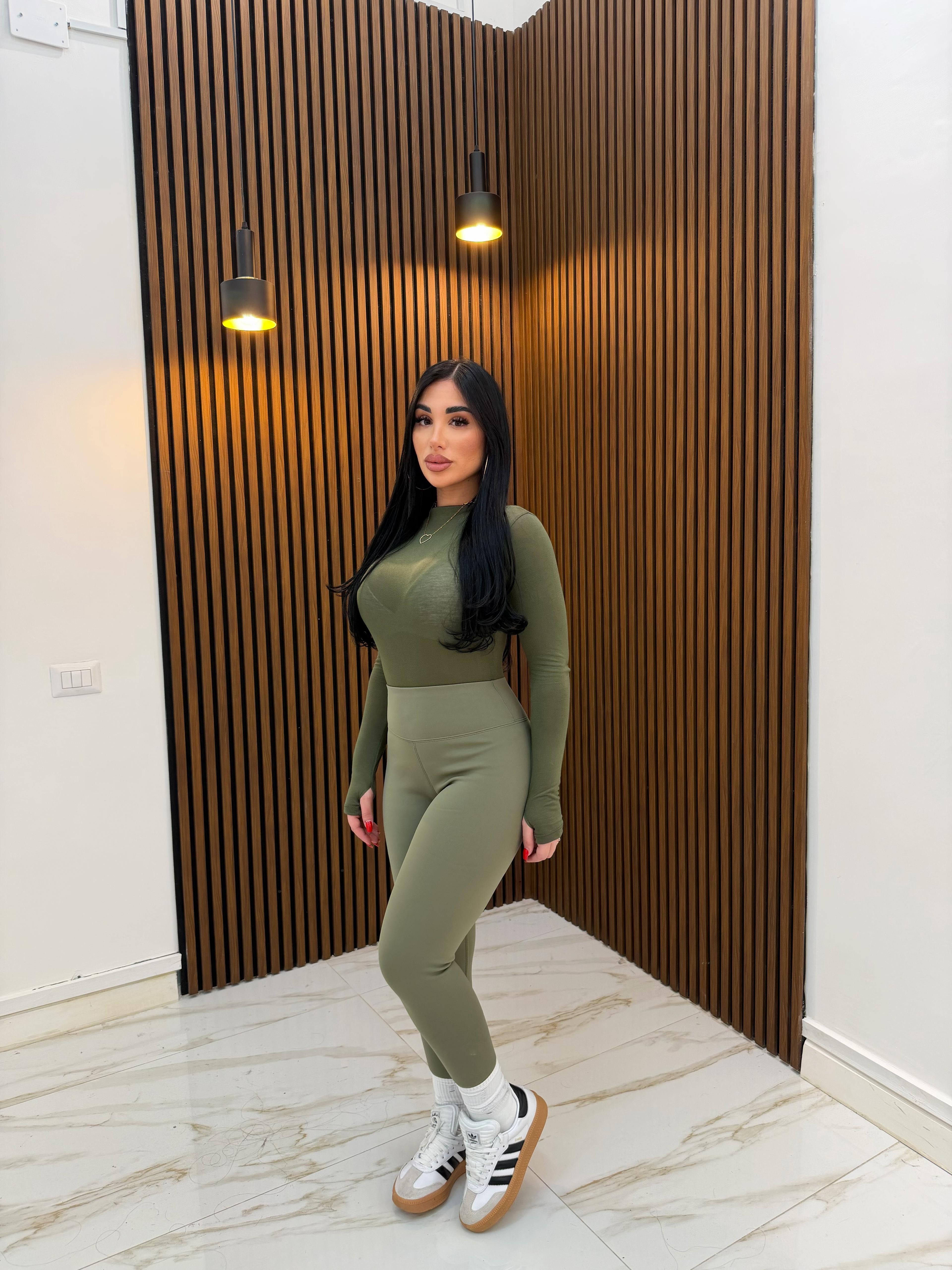 LEGGINS TERMICO VERDE MILITARE