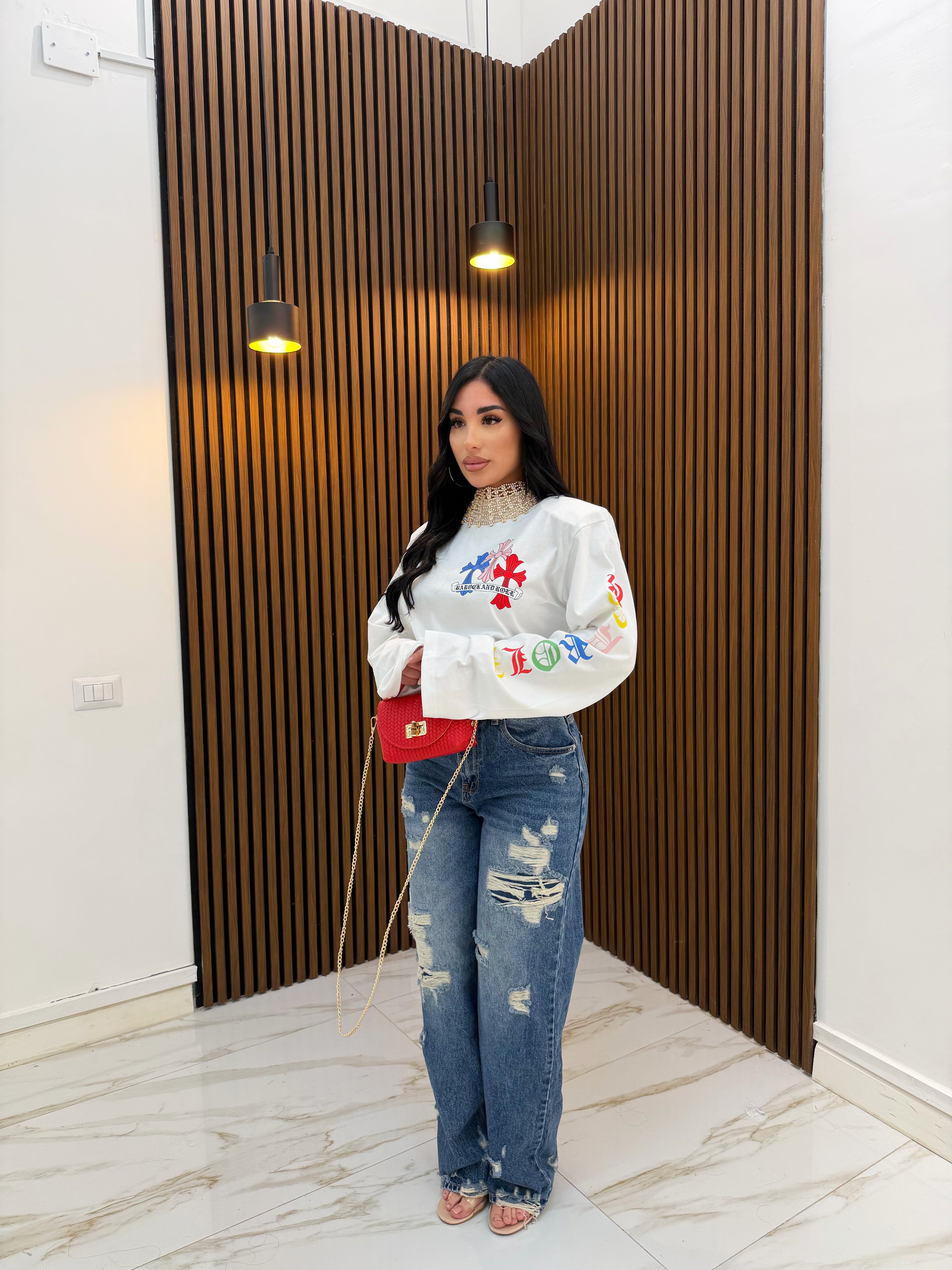 MAXI MAGLIA CROCE BIANCO