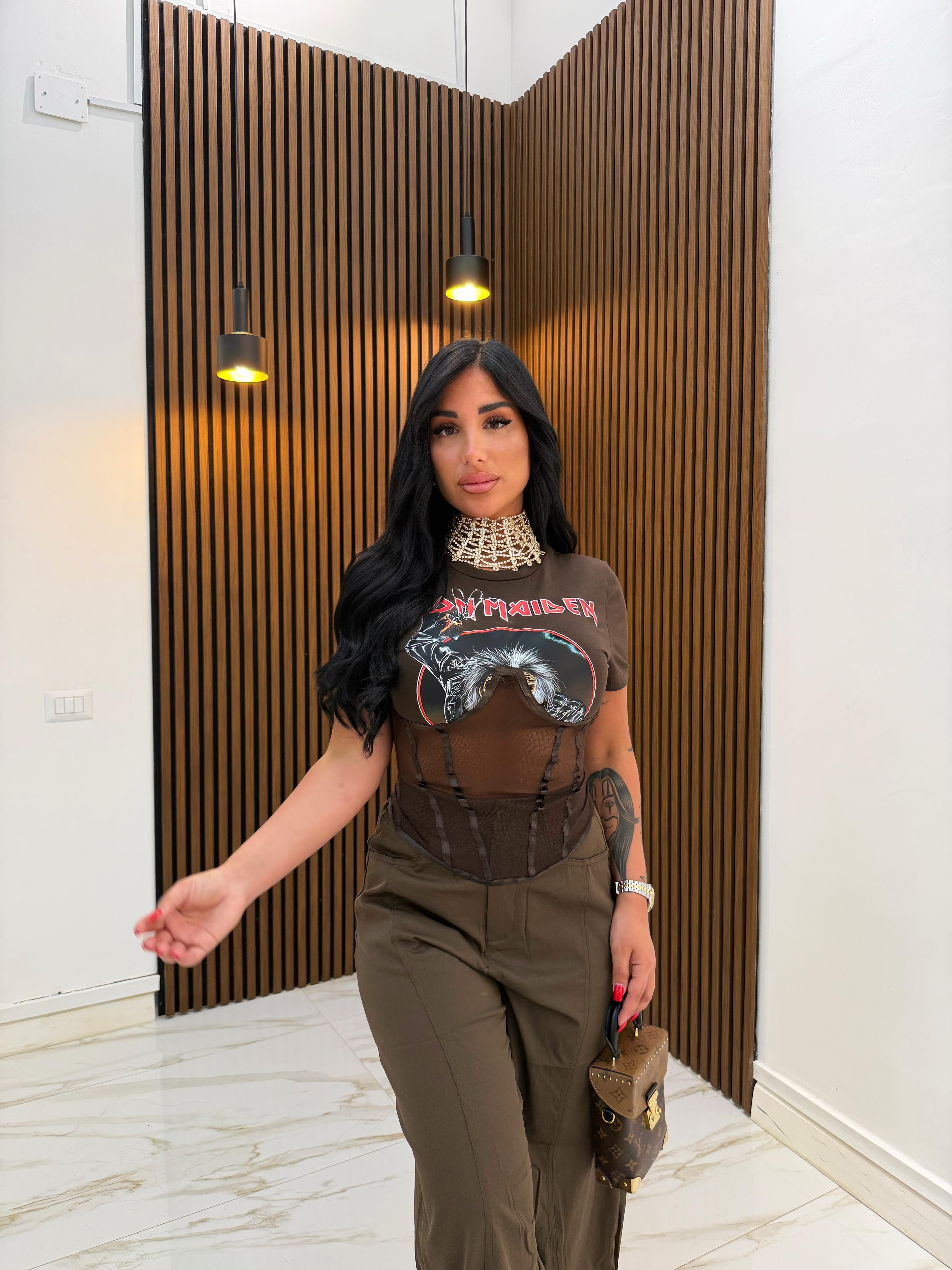 MAGLIA BUSTIER MARRONE